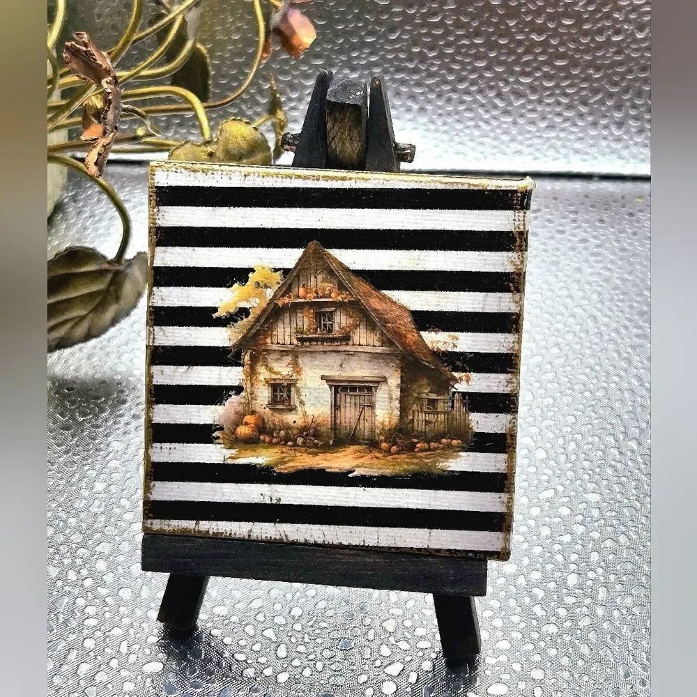 "5/$40" Handmade Reversible Mini Canvas Fall Art W/Easel